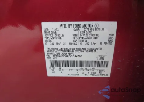 2014 Ford Explorer Xlt z USA, uszkodzony, nr VIN 1FM5K8D82EGB14798